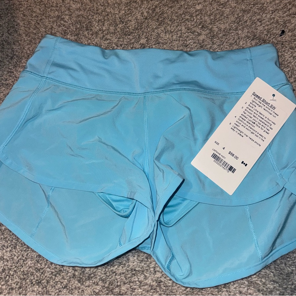 lululemon athletica Light Blue speed up shorts sz 4
